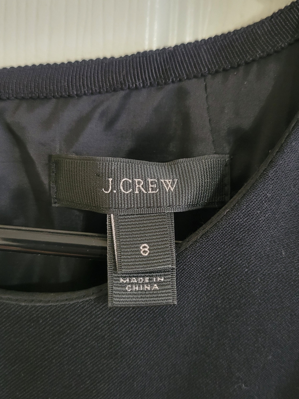 J. Crew 100% Wool Black Sleeveless Midi Dress with Ruffle Hem - Picture 3 of 6